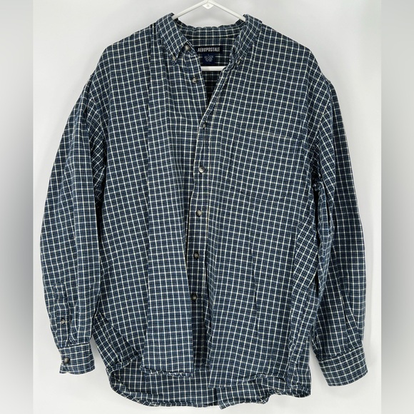 AEROPOSTALE COTTON‎ BUTTON DOWN BLUE PLAID SHIRT, TRADITIONAL, CHEST POCKET - Picture 1 of 5